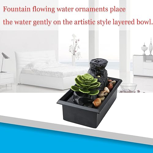 Miniatura 4 de Fuente de agua para interiores, fuente de escritorio en cascada, ganar dinero y decoración de agua de la suerte de Feng Shui, para decoración de