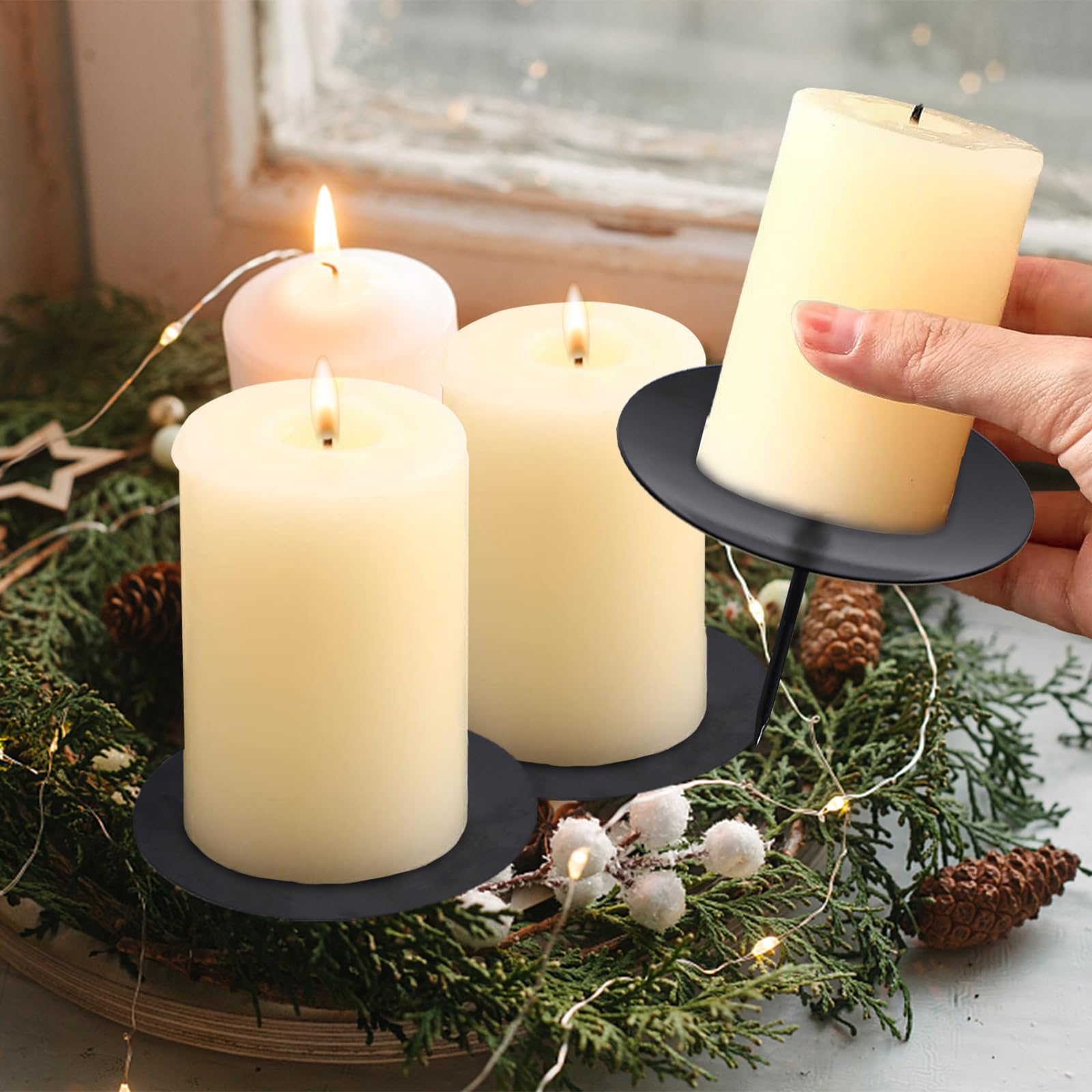 4 Portacandele per Corona dell'Avvento di Natale 7,5 cm/ 2,95 Pollici Supporto Piatto in Metallo per Candele Candelabri da Tavolo Decorazioni per Centrotavola Ghirlanda Casa (Oro
