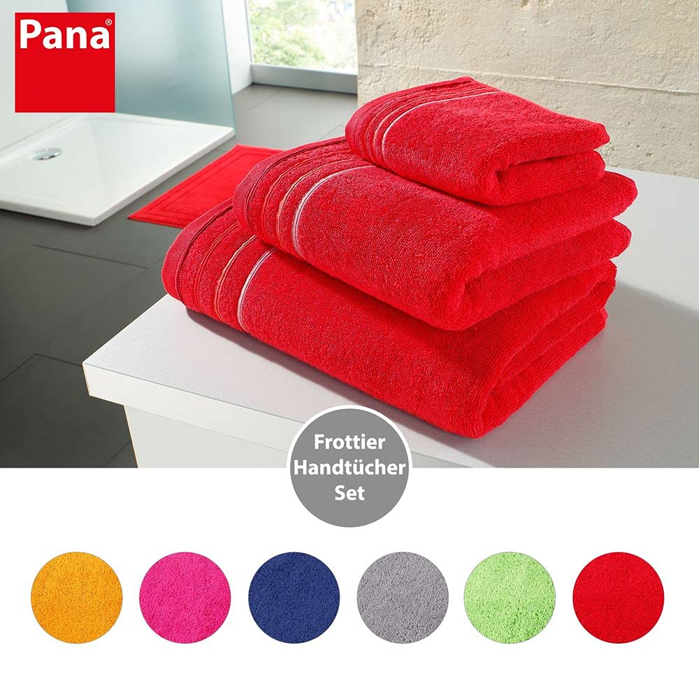 PANA Frottier-Serie Jasmina • Frottee Handtücher Set • weicher Badteppich • 100% Baumwolle • Ökotex Zertifiziert • Set: 2 Handtücher + 2 Duschtücher • Farbe: Rot