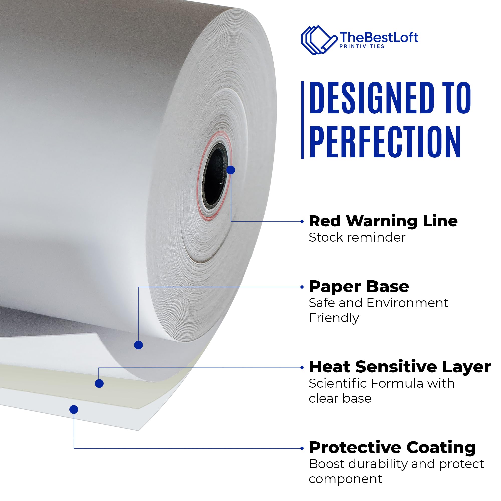 Rollos de papel térmico de 3-1/8 pulgadas x 230 pies, paquete de 32 papeles térmicos, papel de recibo para Clover Flex, EPSON, Square, Star Micronics, TMH, TMU TSP100 y más
