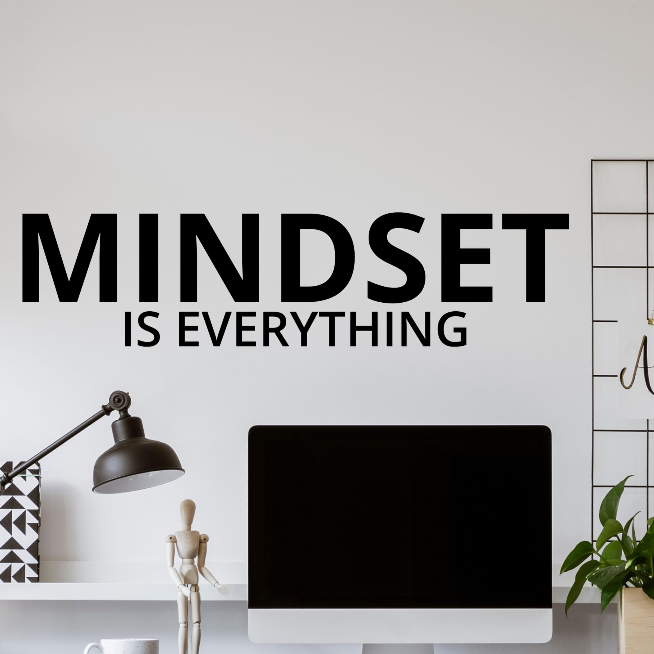 My Vinyl Story | Mindset is Everything | Motivational Large Gym Wall Decal Quote for Home Gym Exercise Fitness Workout Fitness Inspirational Office Wall Art Decor Vinyl Removable Sticker 36x9 Inches