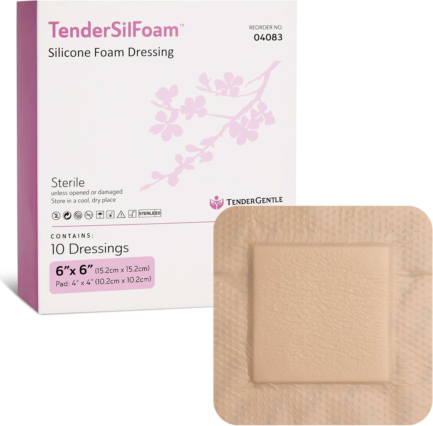Bordered Silicone Foam Bandages - 10 6x6 Sterile Silicone Foam Dressings for Wound Care, & Dressings - Absorbent Bed Sore Protectors - Good for Sensitive Skin