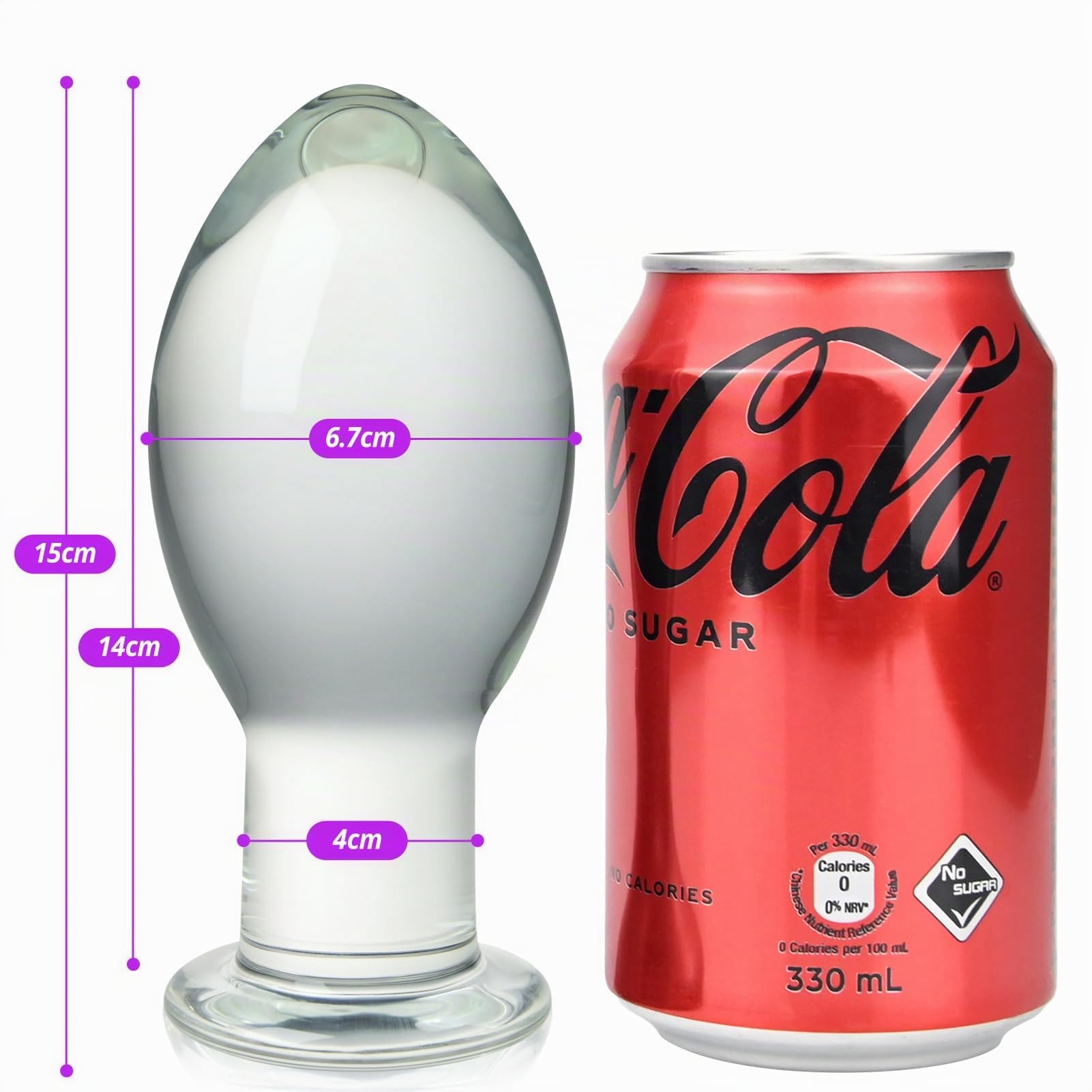 Roluck Plug Anales de Cristal, Plug Anal de Vidrio, Consolador Anal de Cristal, Masaje Prostático, Estimulador del Punto G, Juguete Sexual Anal para Mujeres, Hombres y Parejas (L)