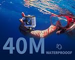 WOLFANG GA300 Action Camera 4K 60FPS 24MP Waterproof 40M Underwater Camera EIS Stabilization WiFi Wide Angle Helmet Camera (External Microphone, Remote Control, 2x1350mAh Batteries and Accessory Kit)