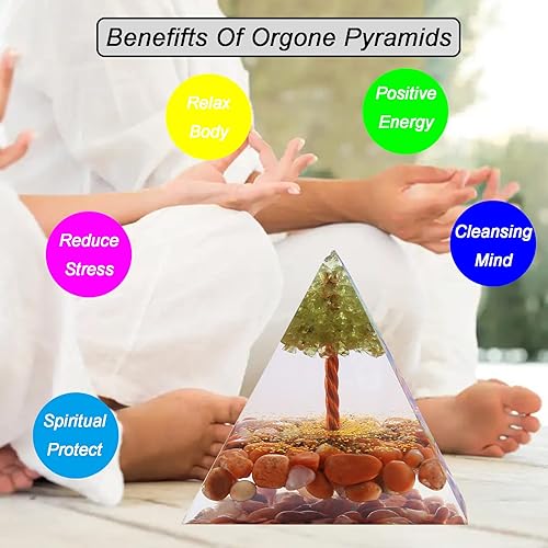 Miniatura 3 de Pirámide de orgón  Fuente de energía positiva para meditación, alivio del estrés, atracción de riqueza  Pirámide de cristal Orgonita con cristales