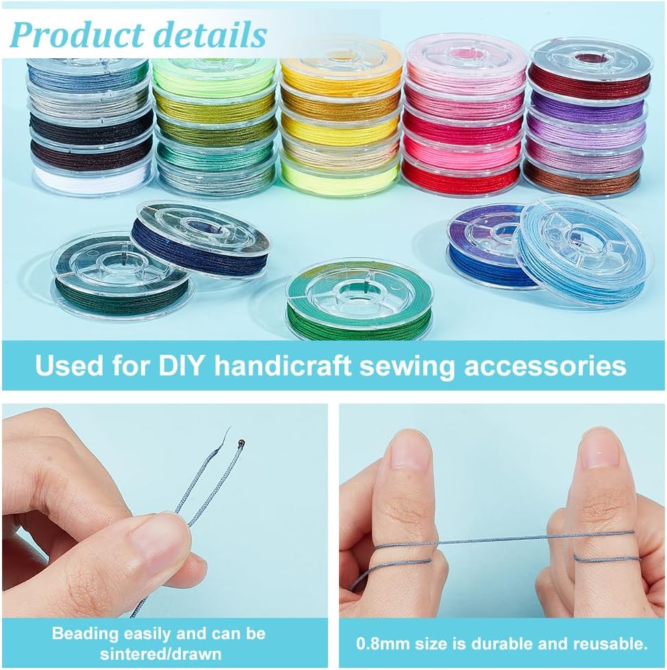 PH PandaHall 0.8mm Nylon Thread - 150 Yards, 20 Colors - Beading String for Bracelets, Necklaces & Macrame Jewelry Making - Image 7