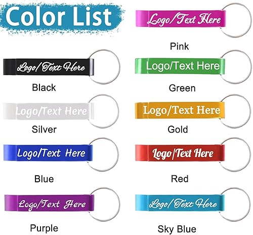 Miniatura 3 de 150 llaveros personalizados para abridor de botellas, grabado a granel, con texto de logotipo, para hombres y mujeres, llaveros de metal de aluminio