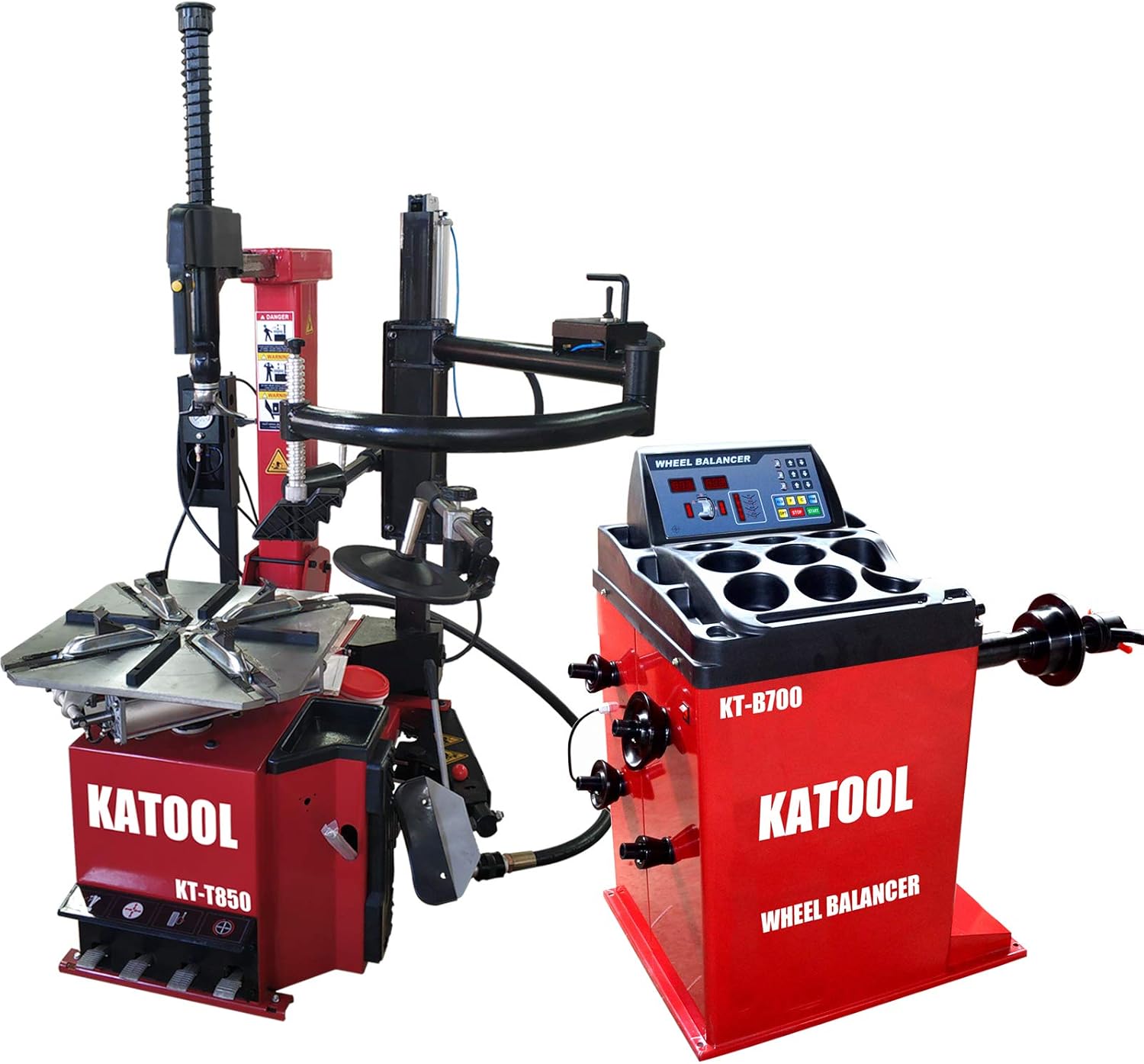 KATOOL KT850 Tire Changer and KT-B700 Wheel Balancer Combo, 2.0HP Motor Tire Changer Auto Wheel Balancer, Garage Equipment Set for Shop Use