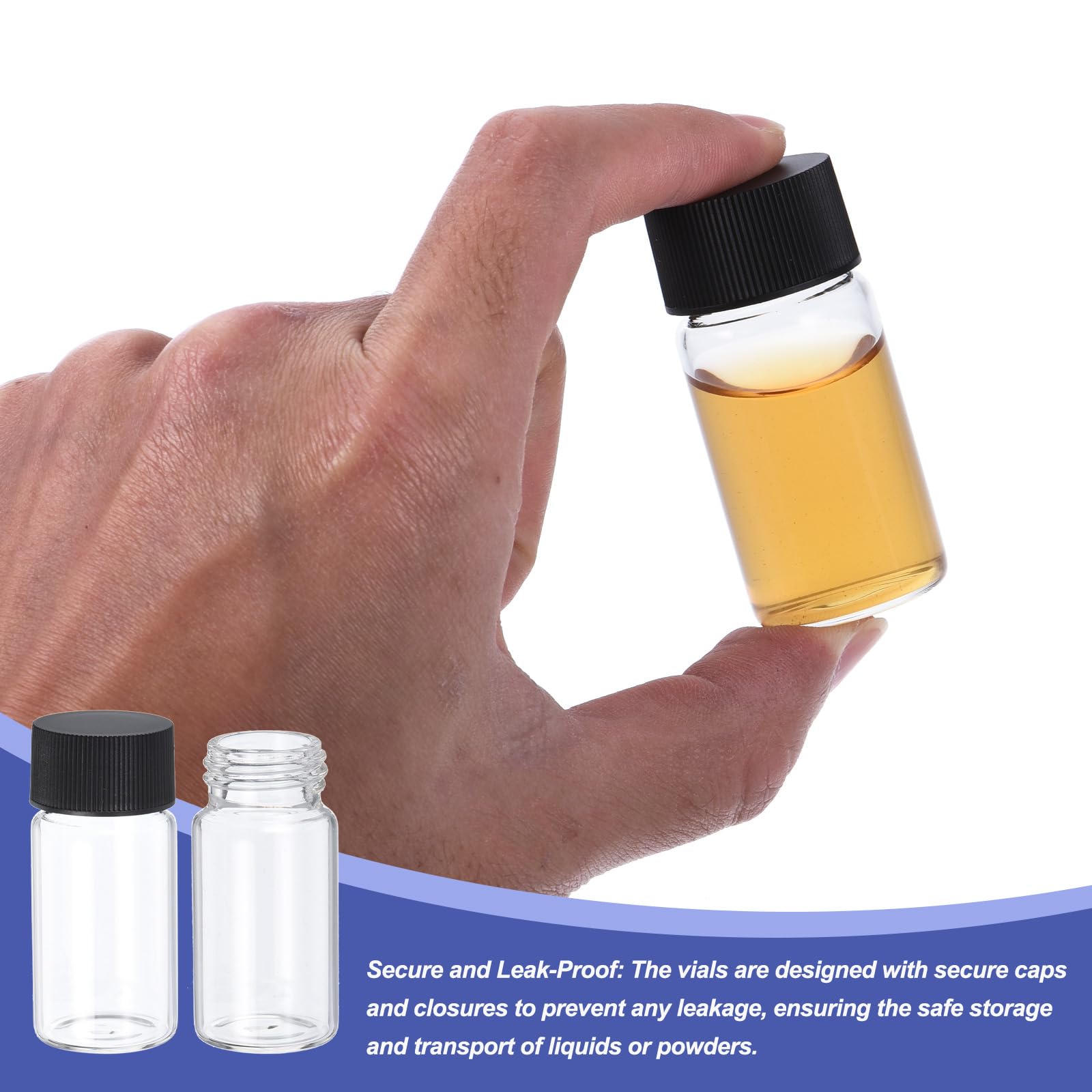 PATIKIL Fiale Vetro Trasparente da 20 Ml, Pz50 Fiale Esemplare con Tappo a Vite, Bottiglia per Reagenti con Etichette, Fiale di Vetro per Campioni Liquidi a Tenuta Stagna per Laboratorio
