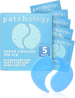 Patchology Iced Cooling Under Eye Patches with Peptides, Cloudberry Oil & Bakuchiol - Firming Eye Gels for Puffiness, Fine Lines & Dark Circles (5 Pairs)