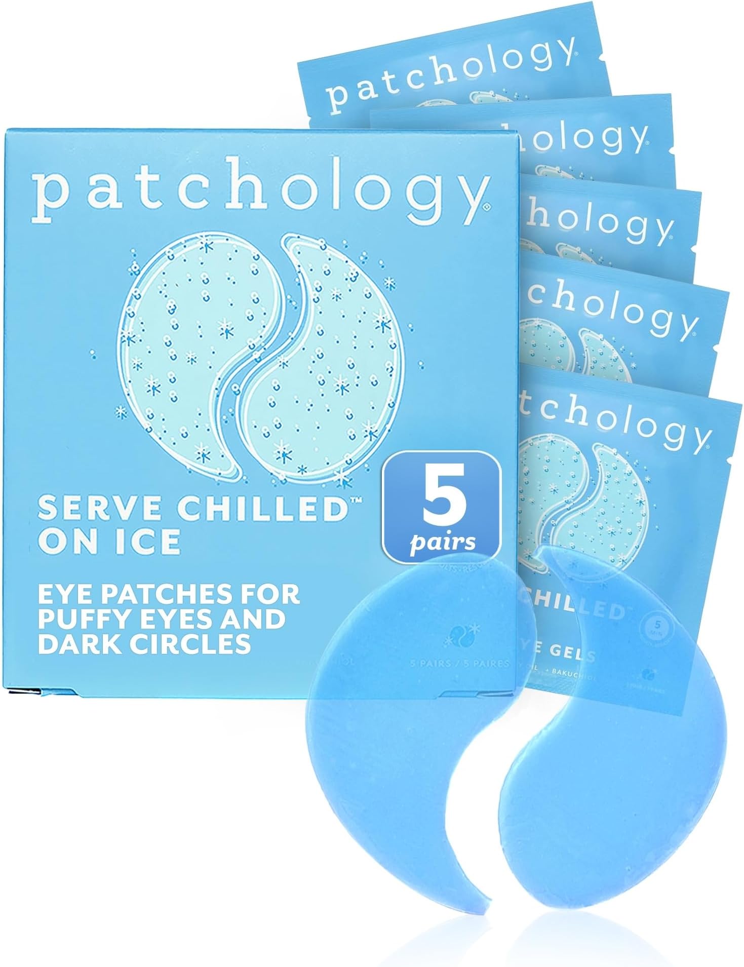 Patchology Iced Cooling Under Eye Mask Patches with Peptides, Cloudberry Oil & Bakuchiol – Firming & Soothing Eye Gels to Reduce Fine Lines and Under Eye Bags – Hydrating Under Eye Pads (5 Pairs)