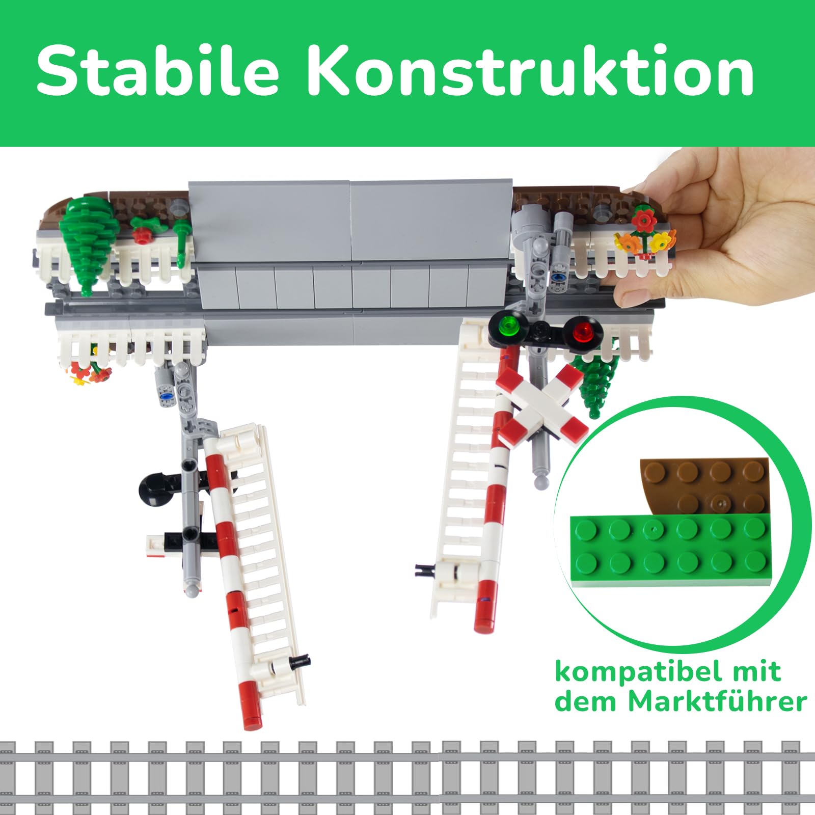 Cabeeskii Passaggio a Livello Cittadino con Barriera & 2 Binari – Accessorio per Modellismo Ferroviario | Compatibile con i Marchi Principali