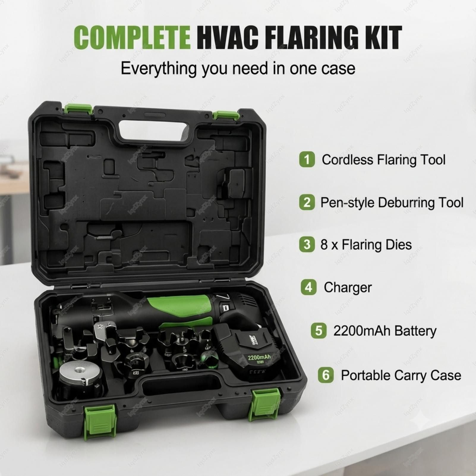 Herramienta para abocardar Tubos de Cobre, Kit expansor de tuberías eléctrico inalámbrico con abocardado de precisión de 45 Grados y batería de Litio Recargable