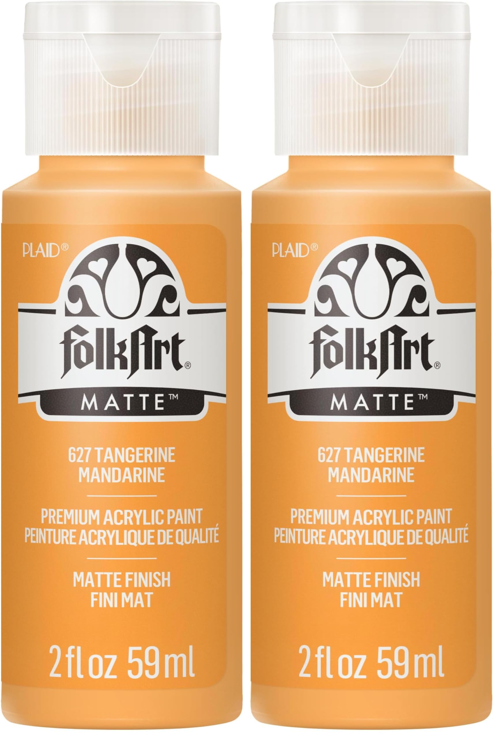 FolkArt Acrylic Paint in Assorted Colors (2 oz), 627, Tangerine (Pack of 2)