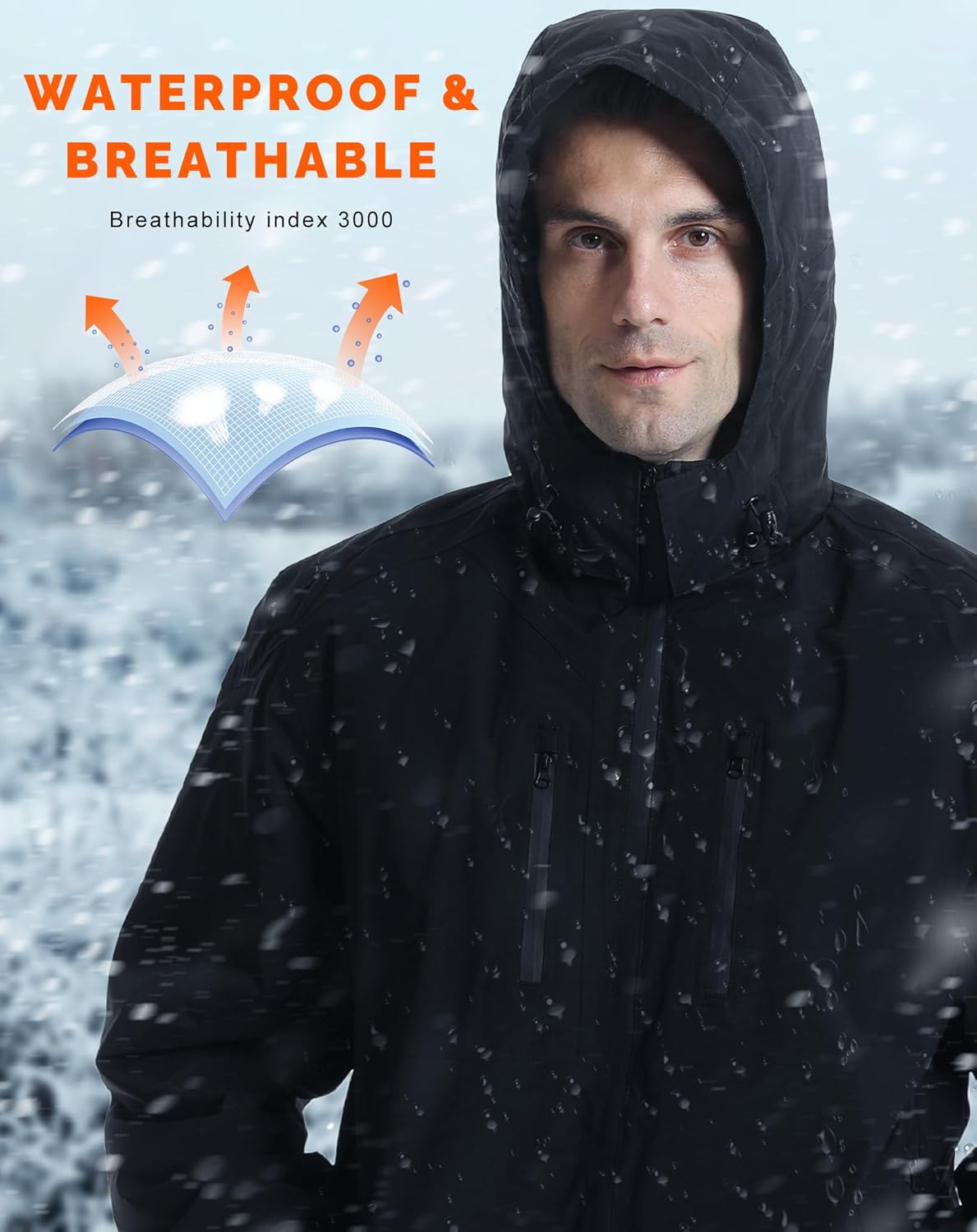 SAVIOR HEAT Men's Heated Jacket with Battery Pack, 7.4 V 5 Heating Zone Winter Heated Coat Windproof Electric Soft Shell - Image 4