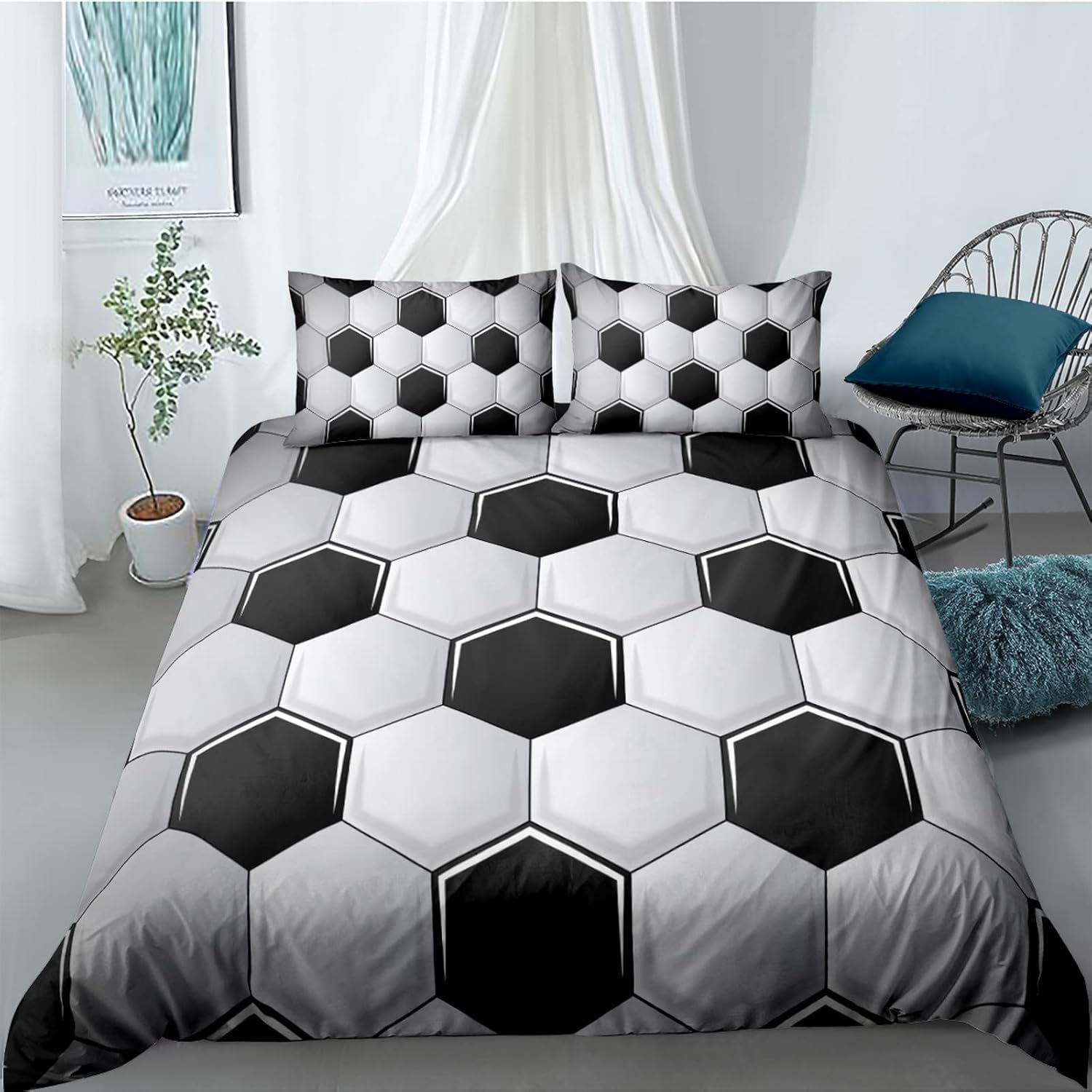 Housse de couette 135x200 cm 3d football idée cadeau ado anniversaire