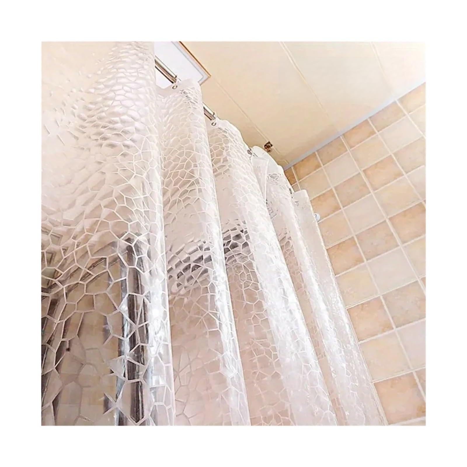 QHMMDCN Shower Curtain 1Set Waterproof Bathroom Shower Curtain Transparent Bathroom Curtain with Hooks Thickened Bathing Sheer Wide Bath Curtain(1set 180x180cm)