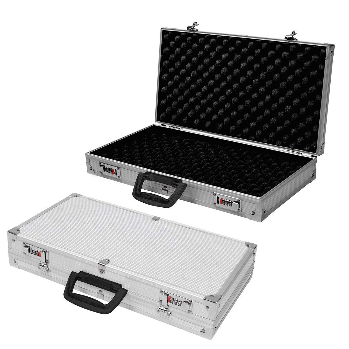 COSTWAY Custodia Dura in Alluminio per Armi, Valigetta per Pistole e Fucili con Serratura, 47 x 25 x 8,3 cm