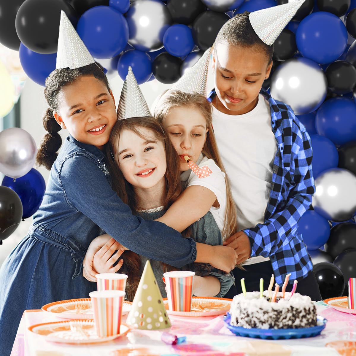 Dark Blue, Navy Blue Black Silver Balloon Garland Kit - 117PCS Royal Blue Black Balloons16ft Arch Holder Tools for boy Men 30th 40th 50th Birthday Graduation 2025 Retirement Party Decors