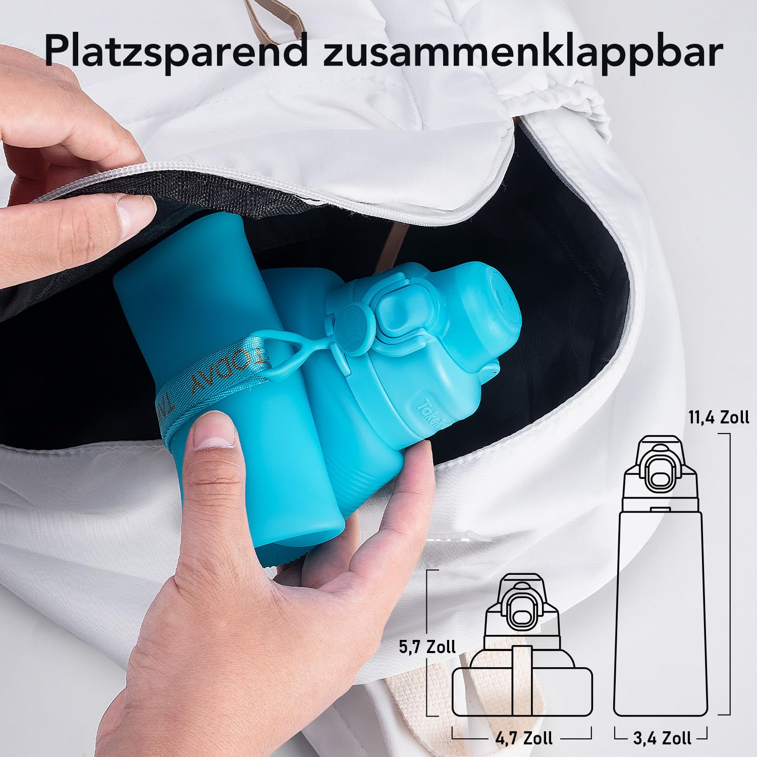 TakeToday Faltbare Trinkflasche 1000ml and Zusammenklappbarer Reisebecher 240 ml