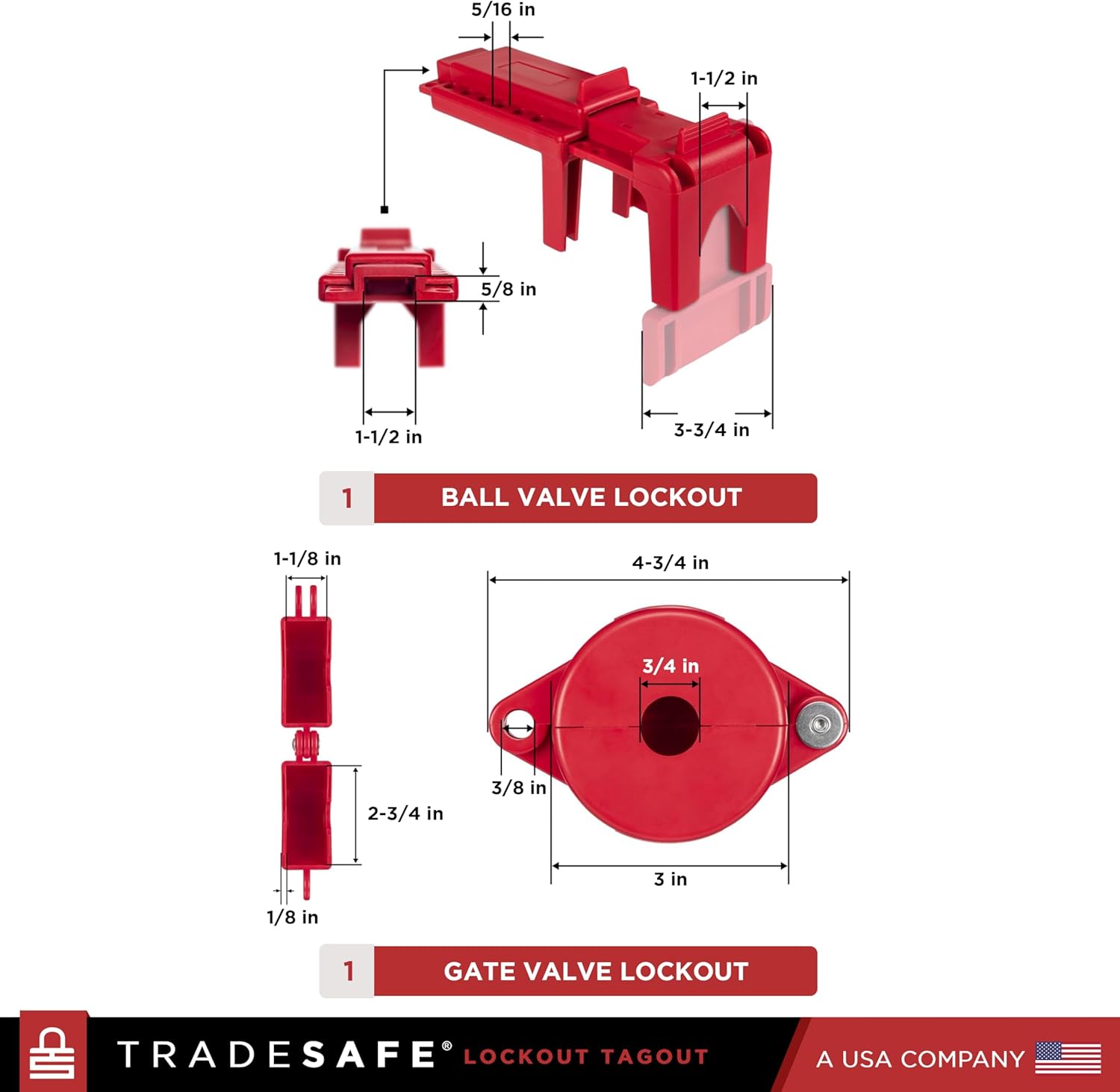 TRADESAFE Professional Lockout Tagout Kit - Loto Locks, Gate Valve Lock, Ball Valve Lockout, Circuit Breaker Locks, Hasps, Plug Lock, Cable Loto, Tag Out Tags and Ties Set (2 Keys Per Padlock)