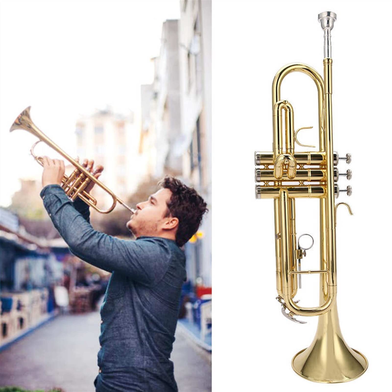 Anfänger Trompete Messing BB Trompete B Flache Gold Messing Trompete Anfänger Set Mit Handtüchern Poliergewebe Goldene Trompete