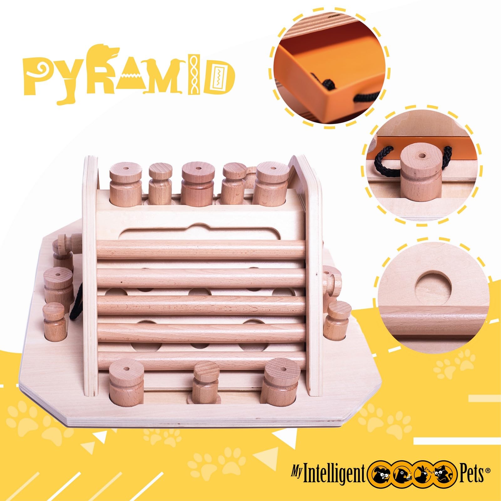 Juguete Interactivo de Madera para Perros Pirámide, M | Juguetes de inteligencia para perros Uso mental - Juguete interactivo Perro, Juegos de pensamiento para perros
