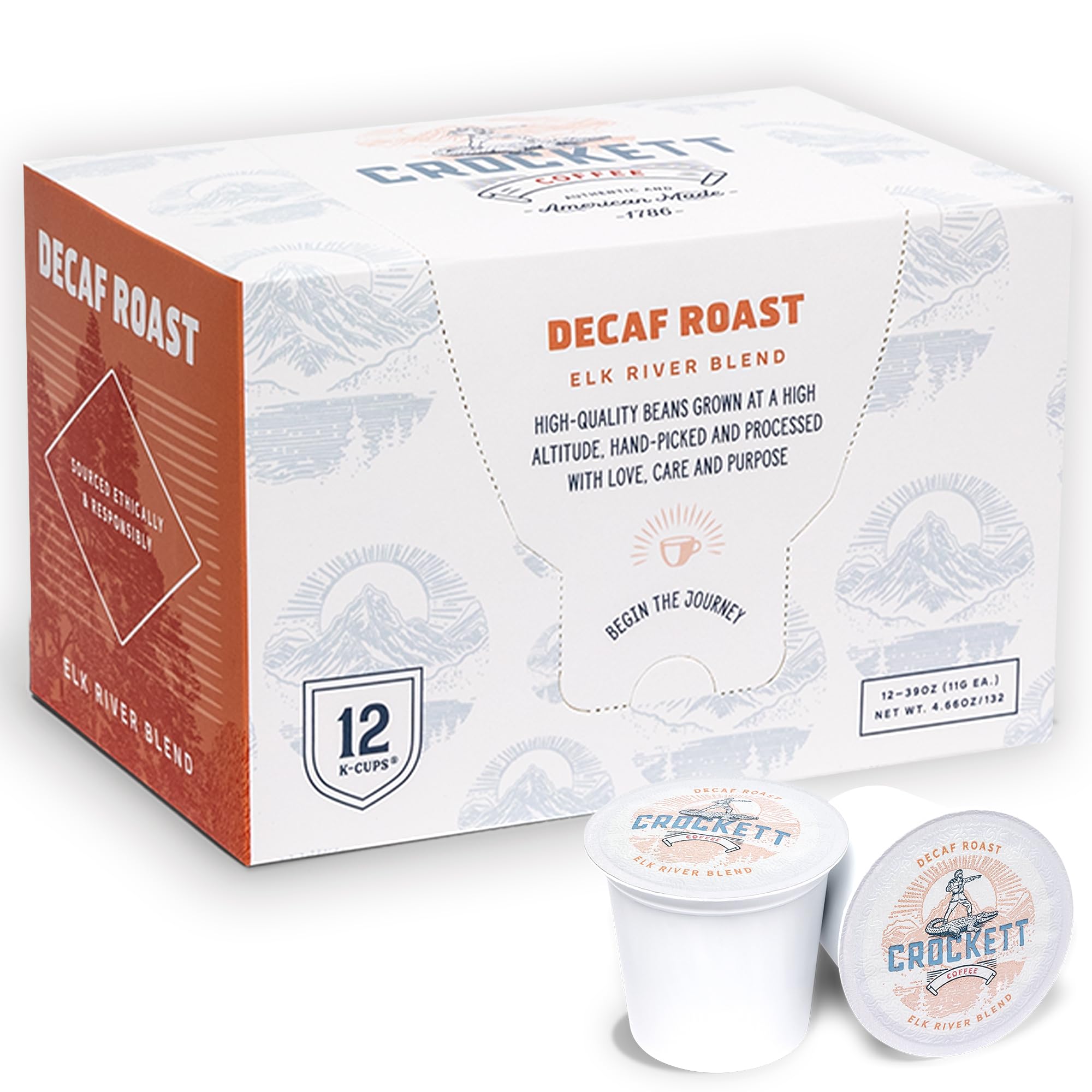 Crockett K Cups Coffee – Smooth & Bold Decaf Coffee Pods with Rich Flavor, Full-Body Aroma & No Caffeine Crash – American-Made Roast for All-Day Focus