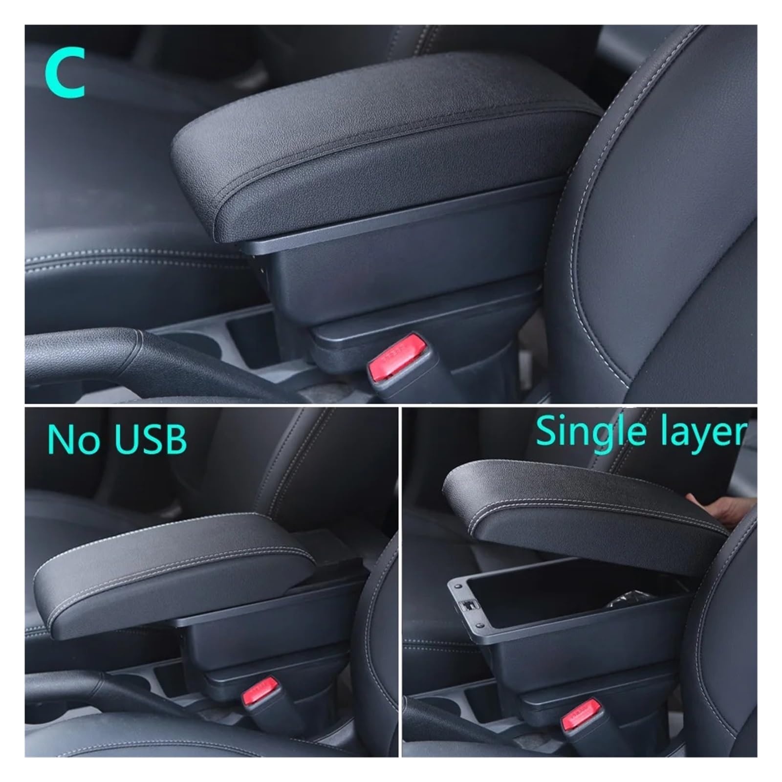 Bracciolo Per Suzuki Per Jimny JB23 JB43 1999-2013 2014 2015 2016 2017 Bracciolo Auto Parti Adattamento Bracciolo Scatola Portaoggetti Accessorio(C 1 Black red NO USB)