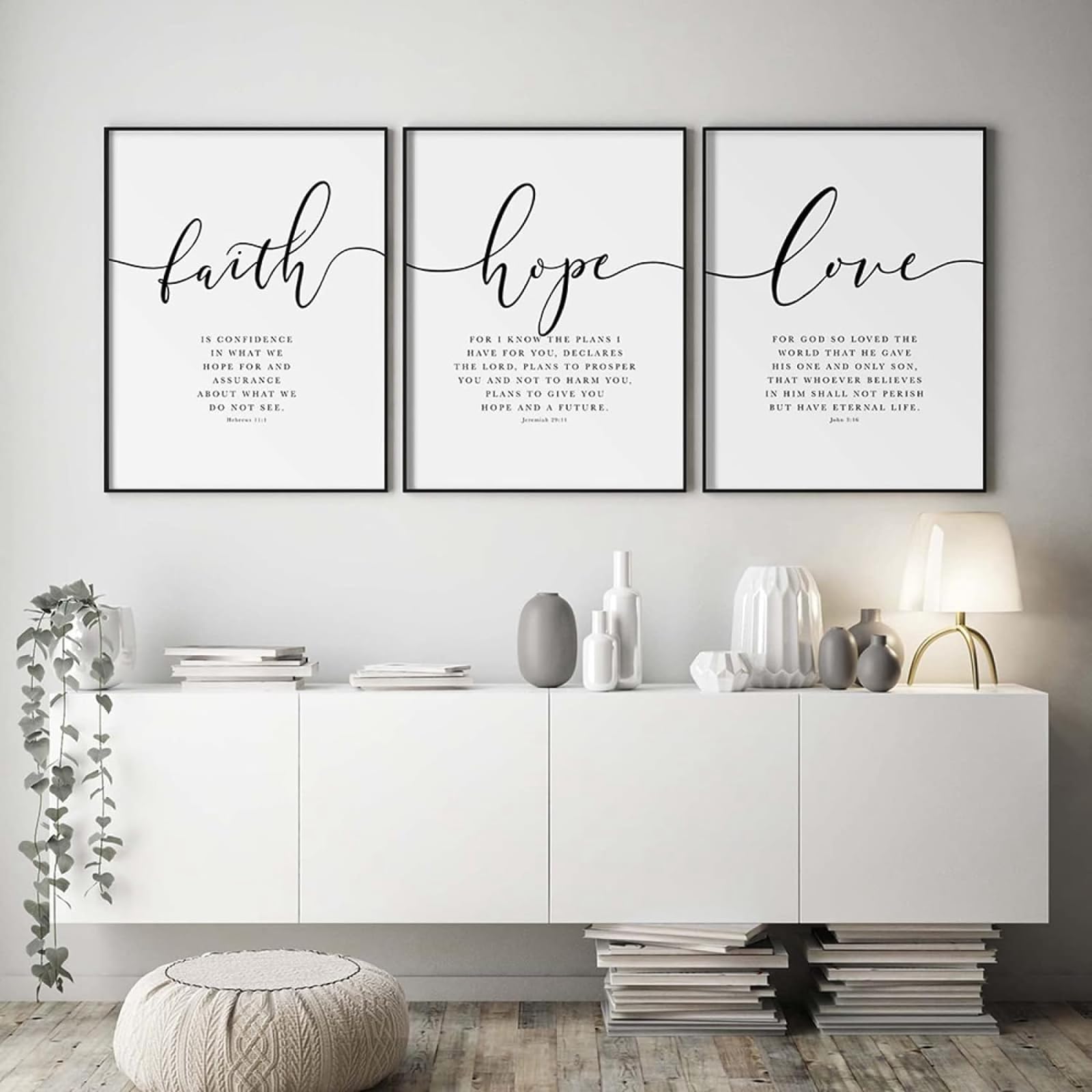 Toile peinture Faith Hope Love premium | Finition mate 3x30x40cm