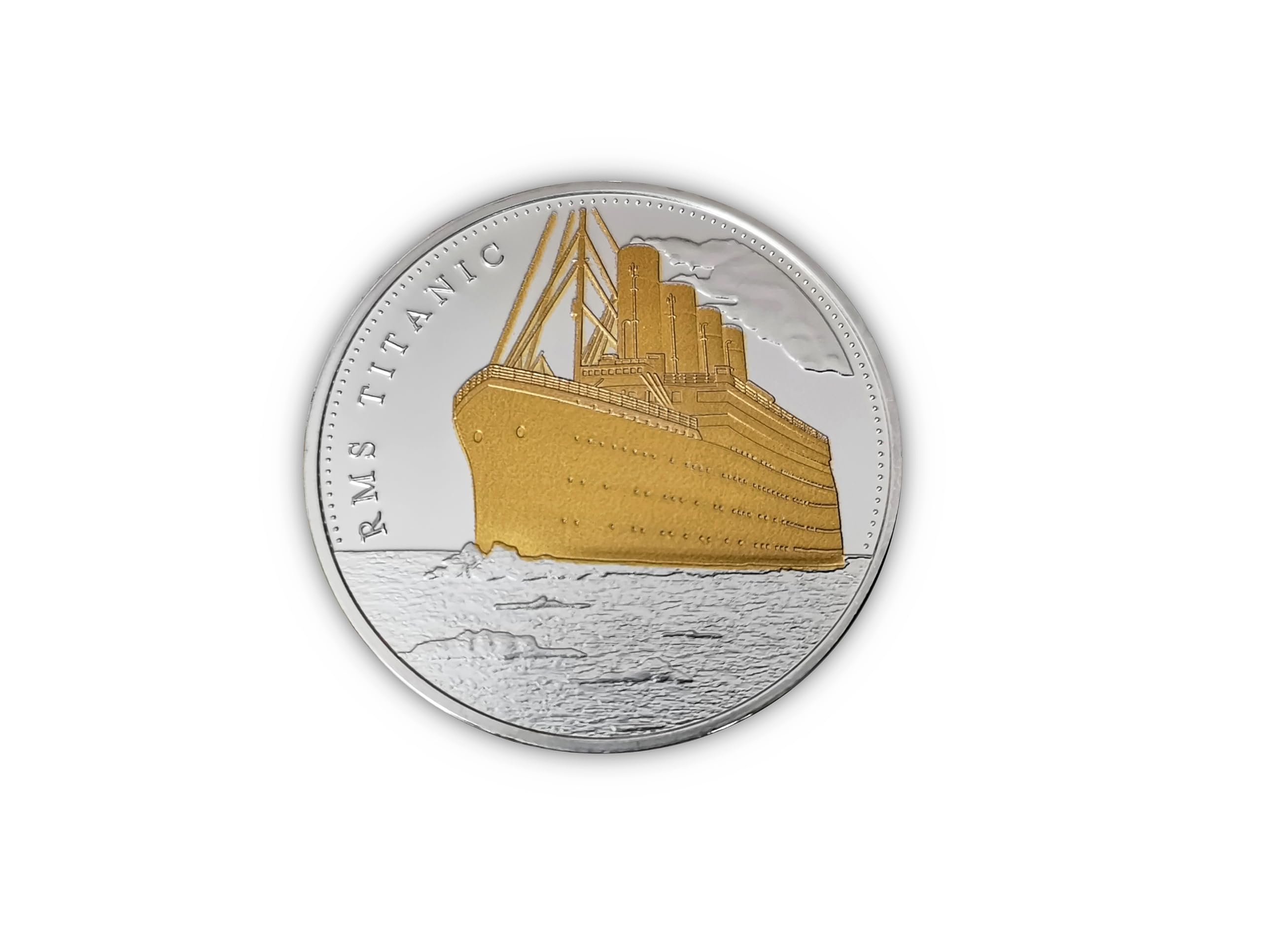 Eillwin Gold-Tone, Silver-Tone Titanic Commemorative Coin, Rms Anniversary Collector's Memorabilia And Souvenir