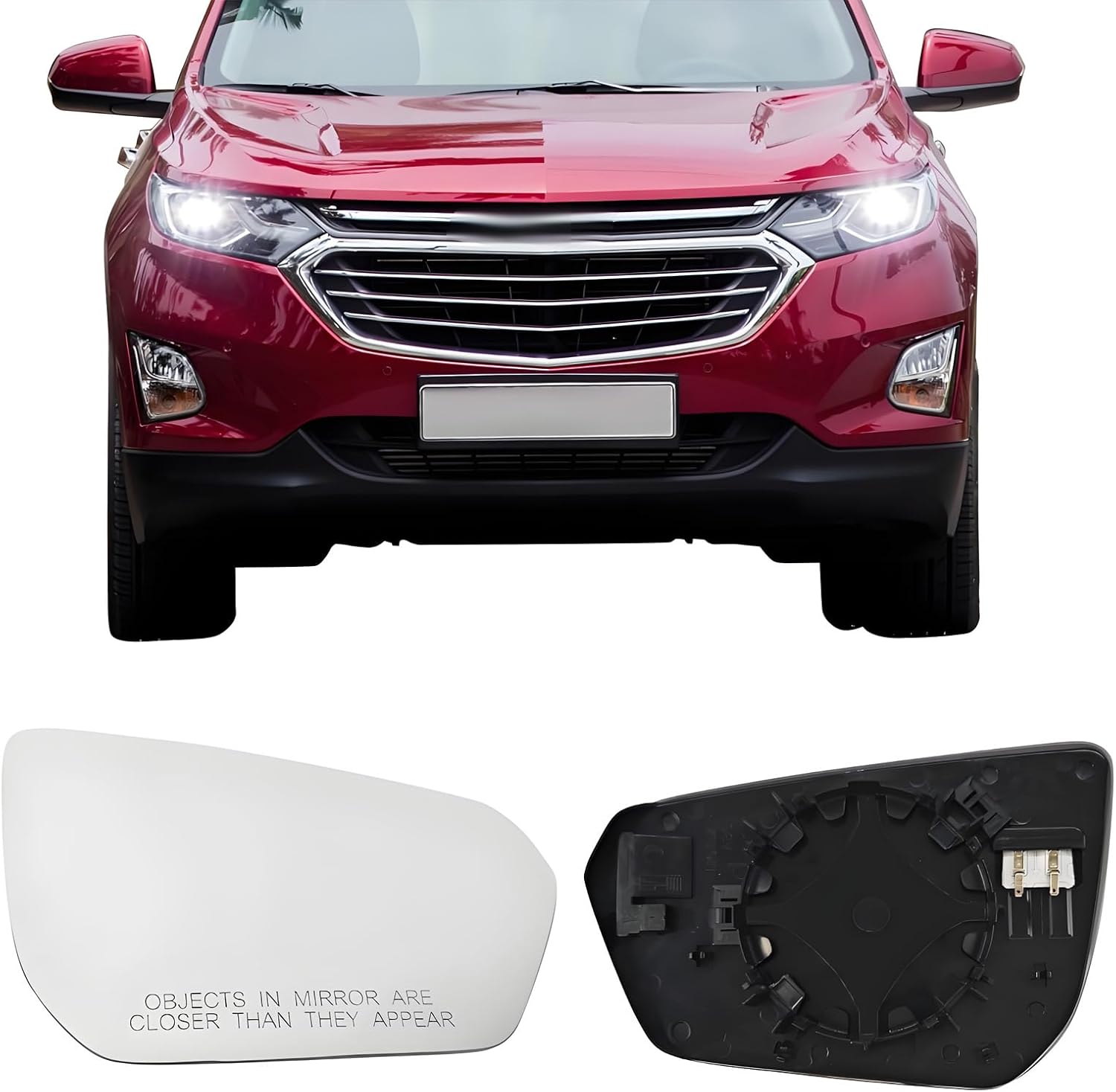 Driver Side Mirror Replacement Glass for Chevy Equinox 2018 2019 2020 2021 2022 2023 2024, GMC Terrain 2018 2019 2020 2021 2022 2023 2024, Backing Plate Power Heated Left Side View Mirror Glass