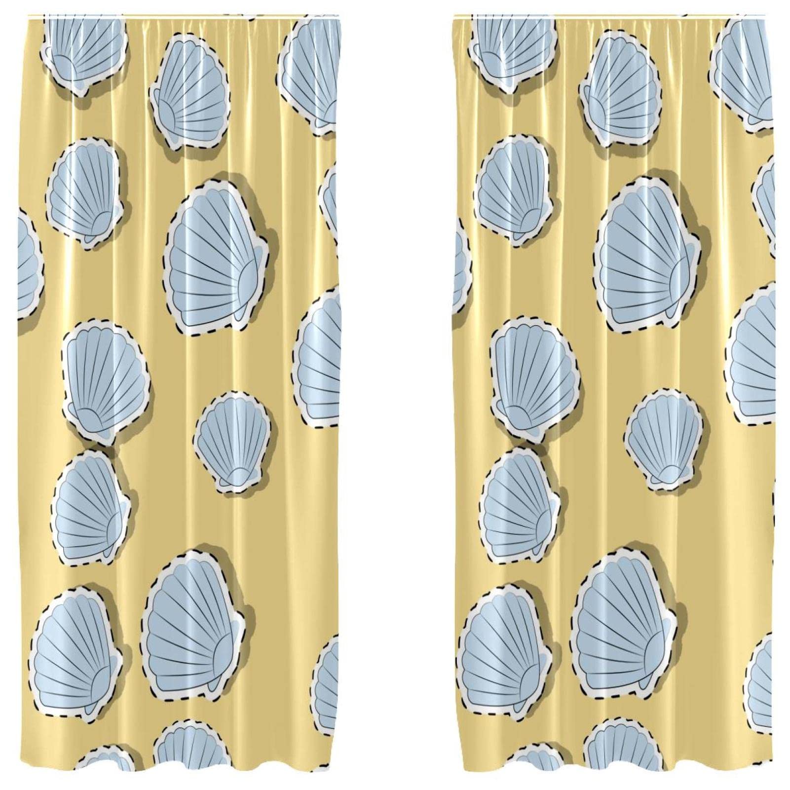 Cortinas de conchas amarillas contra habitaciones oscuras: 2 paneles decorativos de 55x84"