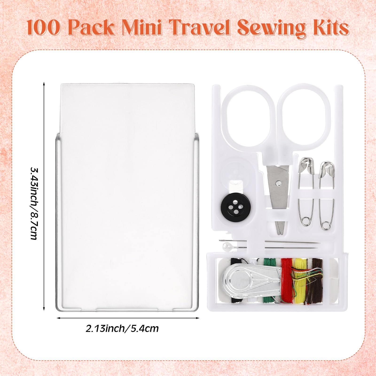 Knitgrip 100 scatole mini kit da cucito da viaggio Quick Fix Kit da cucito portatile Bulk Basic ago pre-filettato strumento di riparazione di emergenza per principianti viaggiatori casa hotel (bianco)