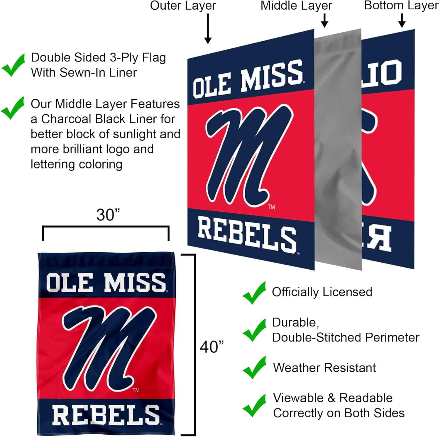 College Flags & Banners Co. Ole Miss Double Sided House Banner Flag - Image 3