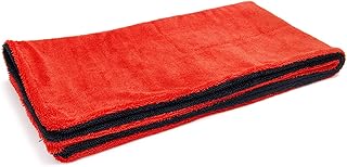 [Dreadnought Max XL] Triple Layer Microfiber Car Drying Towel |Twist Pile | 20"x40" | 1400GSM | Red/Black - 1 Pack