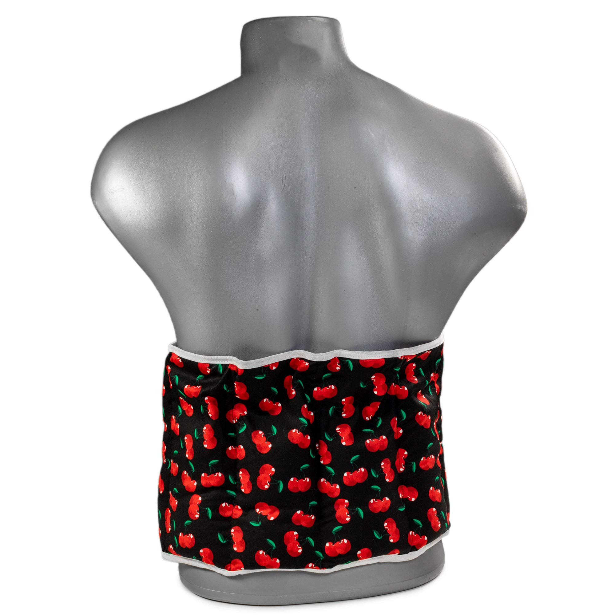 Faja térmica lumbar de semillas con cierre, largo aprox. 135cm, cherry-black. Cojín térmico para la espalda. Huesos de cerezas