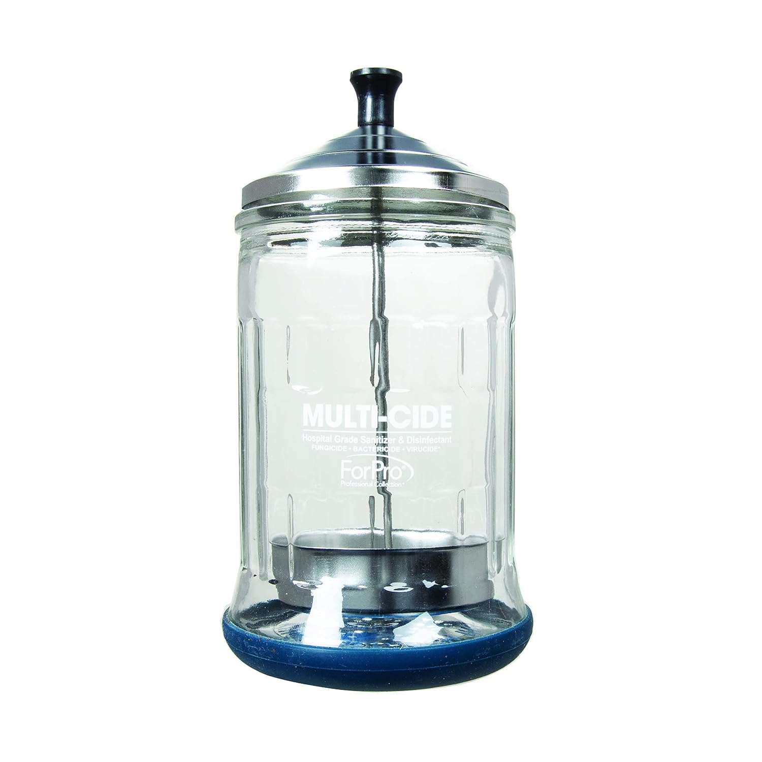 ForPro Multi-Cide Midsize Disinfecting Jar - Disinfectant Glass Jar for Manicure & Spa Implements - 21 Ounces, 8” H x 4.25” W