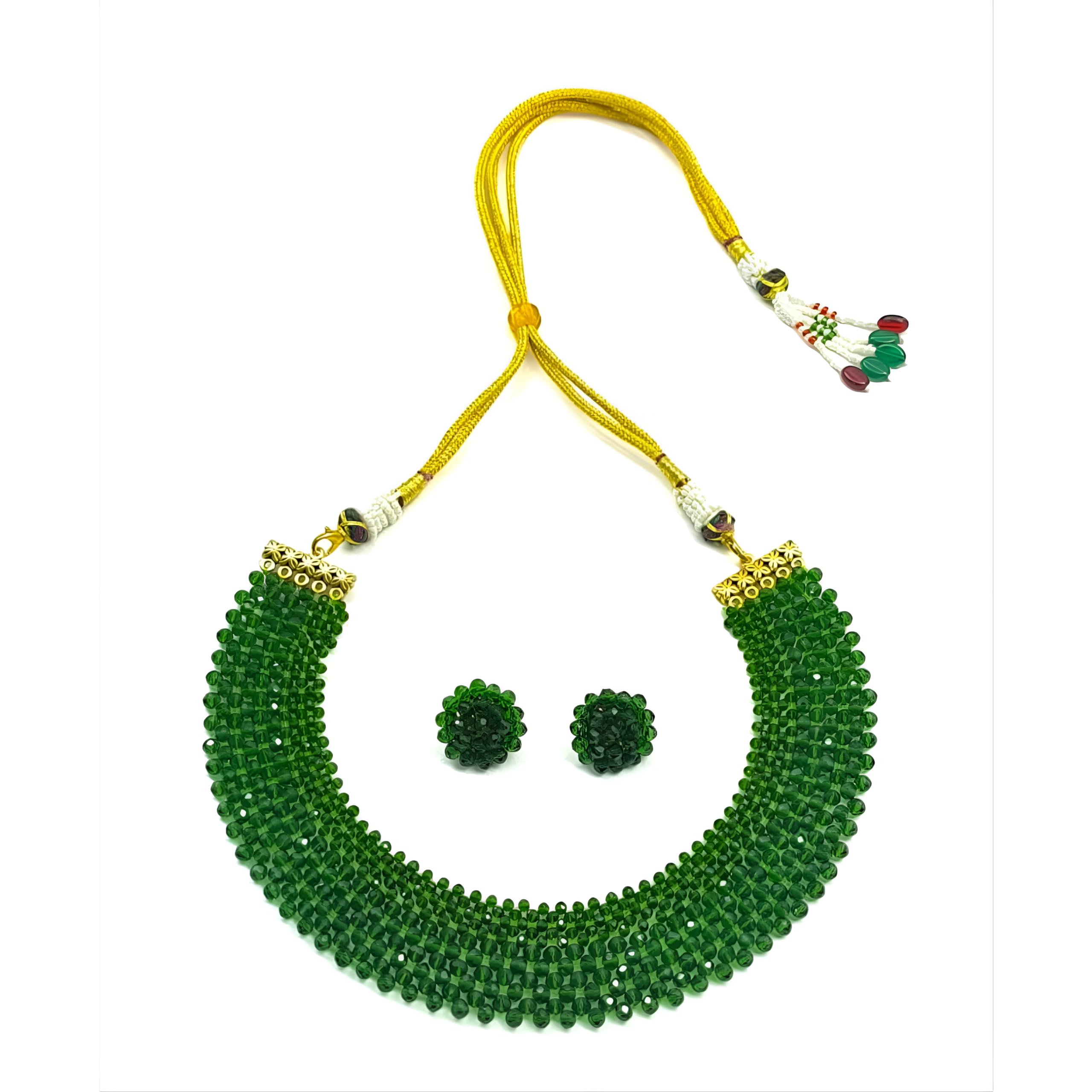 M-H Green Crystal Beads Choker Necklace & Earrings Set for Women (B0D6RQ786S) Amazon Price History, Amazon Price Tracker