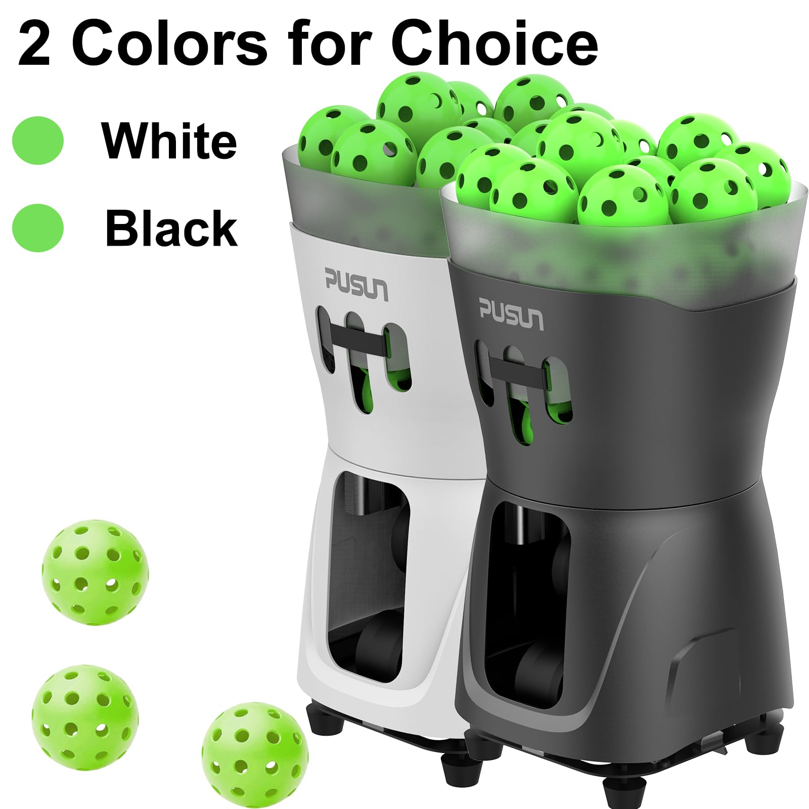PUSUN Macchina per pickleball, macchina per pickleball PP-Mini Pro per bambini e principianti, supporta app e telecomando, contiene 65 più palline contemporaneamente, durata della batteria 3-5 ore,