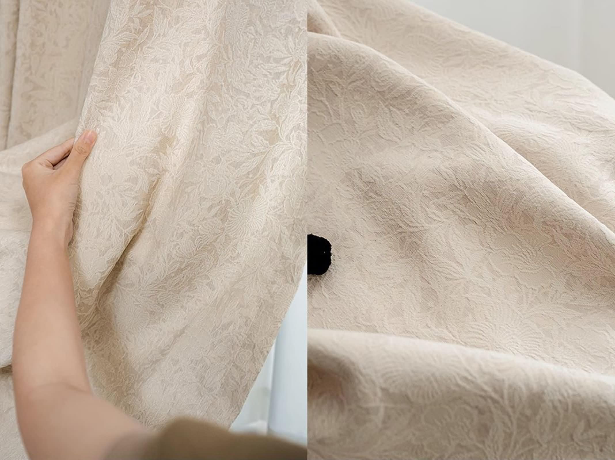Tenda Coprente Oscurante per Finestra, 86x214cm Modello jacquard Tenda oscurante per l'oscuramento della stanza, Pleat Hook, Beige