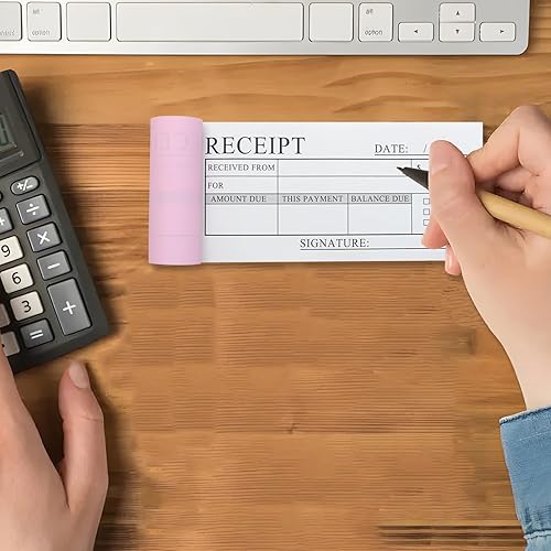 Miniatura 9 de Libro de recibos de dinero y alquiler, paquete de 5, 2 partes, 2.75 x 6 pulgadas, libro de recibos de copia sin carbono con cartón y cubierta