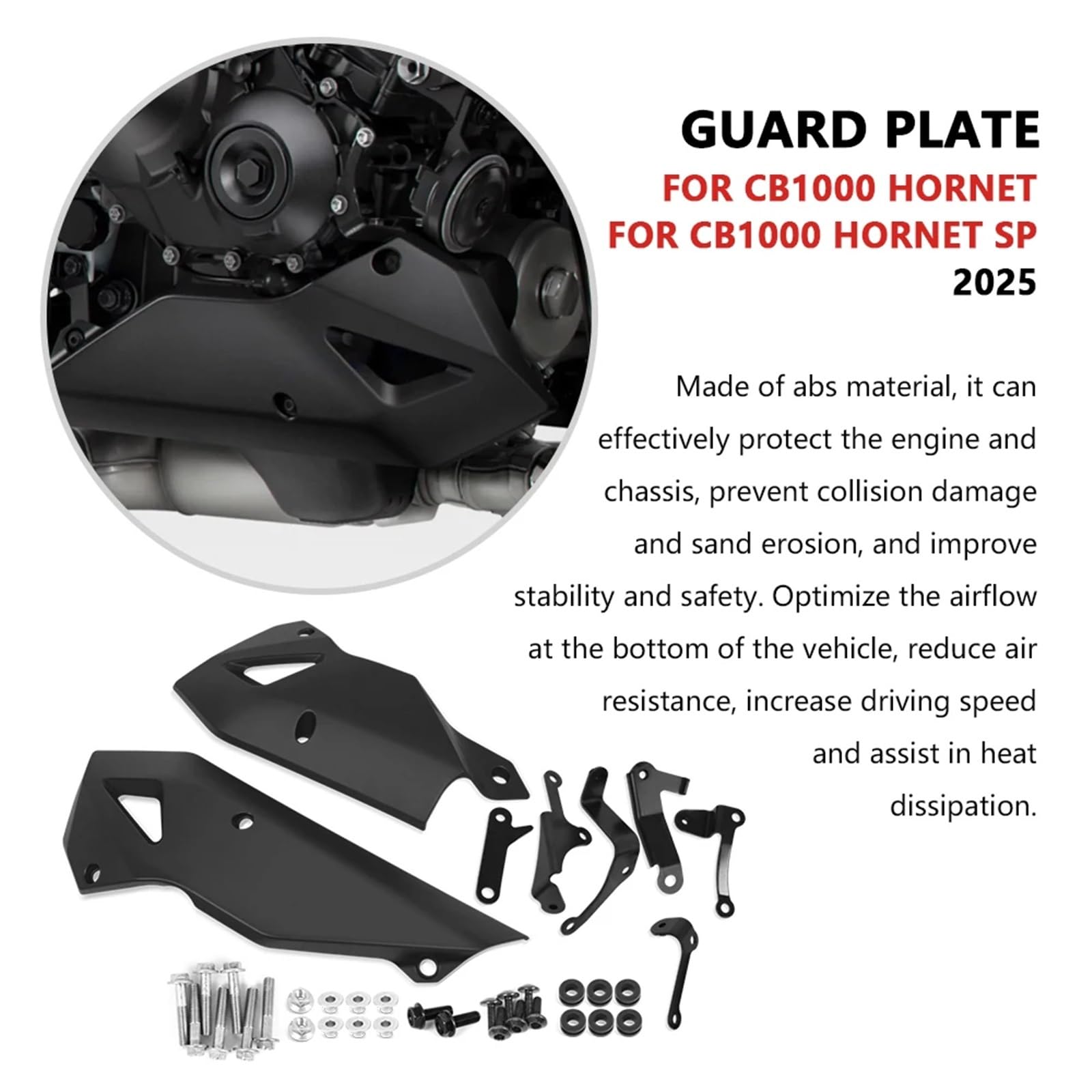 Compatible con CB1000 Hornet 2025 CB 1000 SP, Placa Protectora de chasis Motocicleta, Motor Deflector Aire Moto Carenado Deflector de Viento