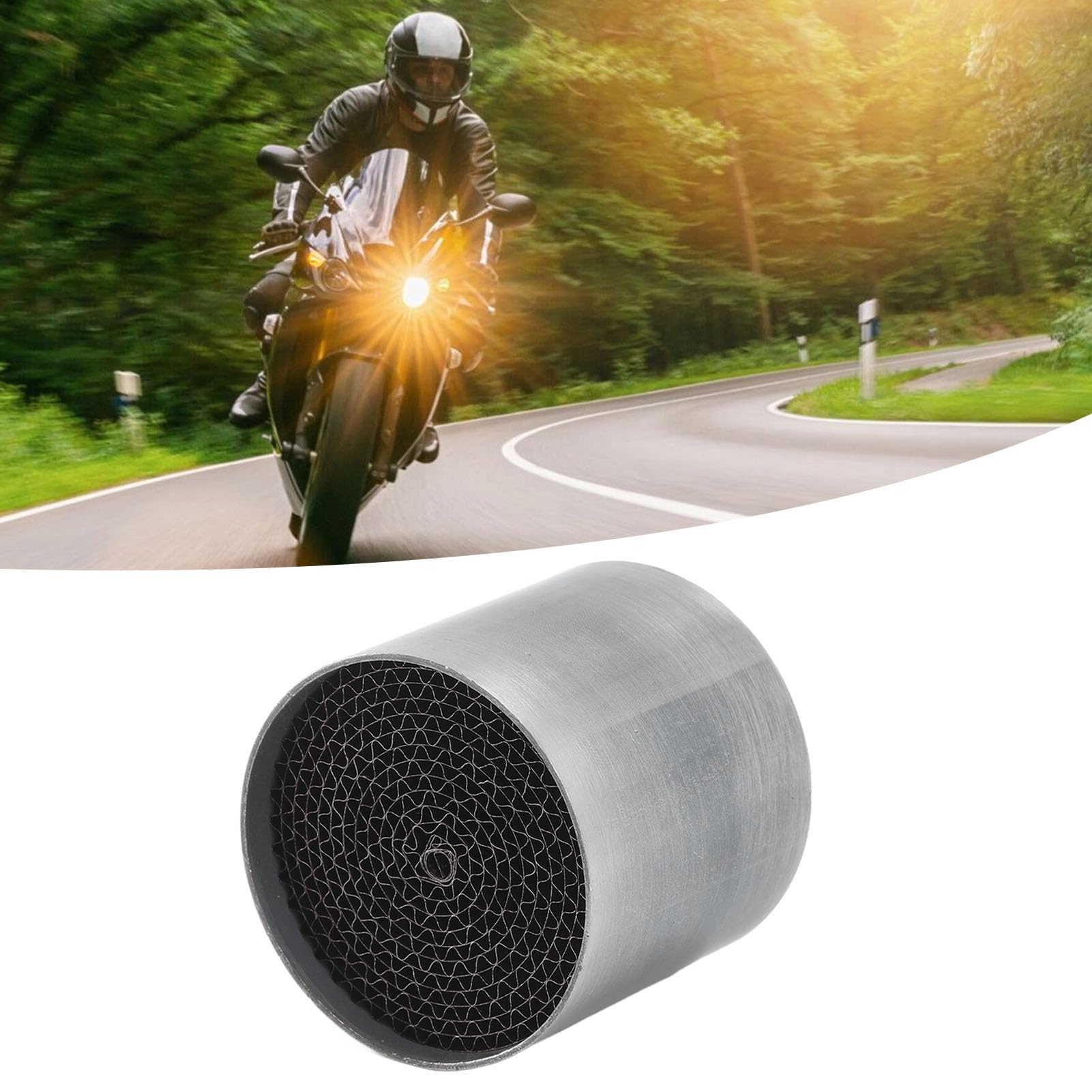 Catalizzatore per Marmitta di Scarico, Catalizzatore per Tubo di Scarico per Ridurre il Rumore in Acciaio Inossidabile Universale per Moto (53 * 50mm)