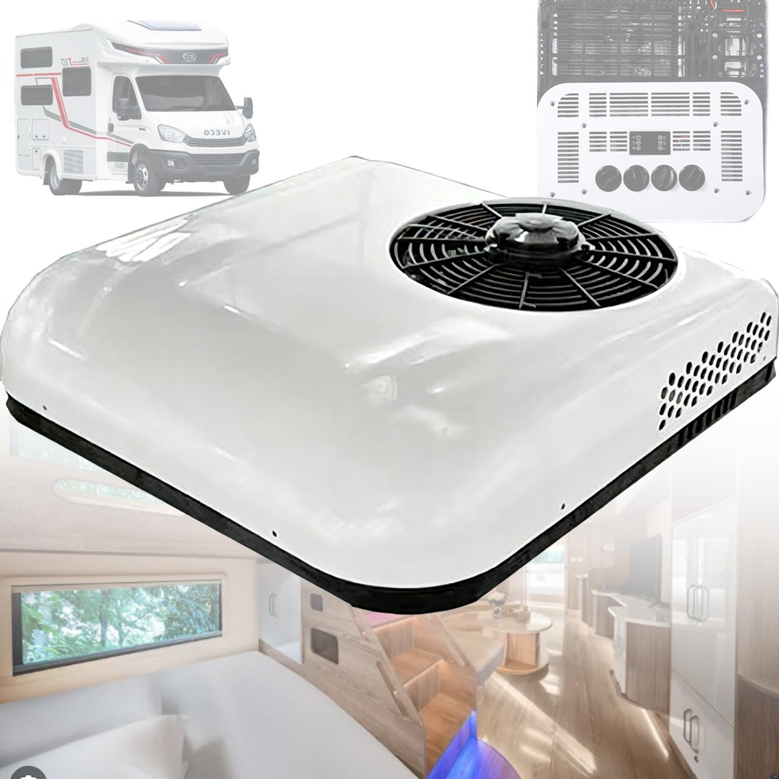 Osnzyc 12V/24V DC Roof Air Conditioner, Truck Cab & RV Roof AC, Rapid Cooling, Energy-Efficient & Low-Noise, For Cars, Semi-Trucks, Boat Trailers, & Utility Trailers 24V