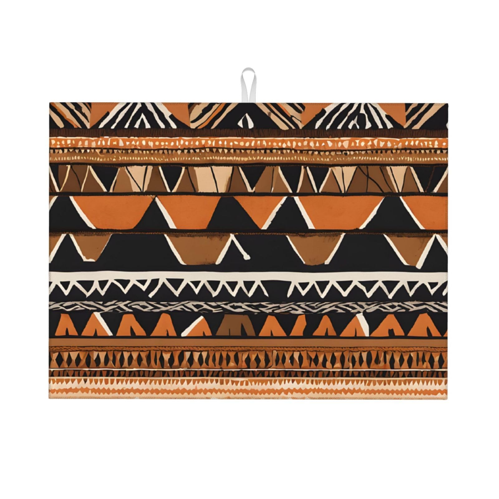 ASPOIJHN (African Mud Cloth Tribal) Drying Mat For Kitchen Counter Dish Drainer Mat 18 X 24 Inch Countertop Protector For Tableware Coffee Machine
