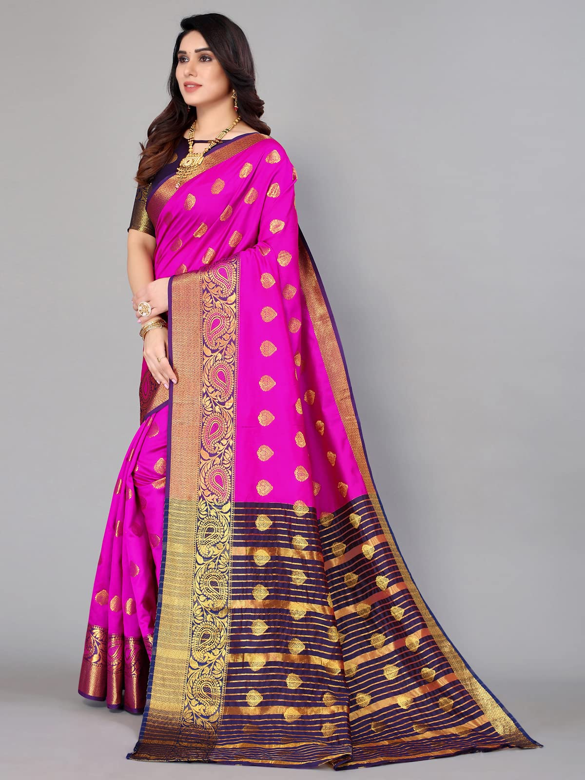 Satrani Women's Knit Silk Blend Saree (2568S953A_Black3)