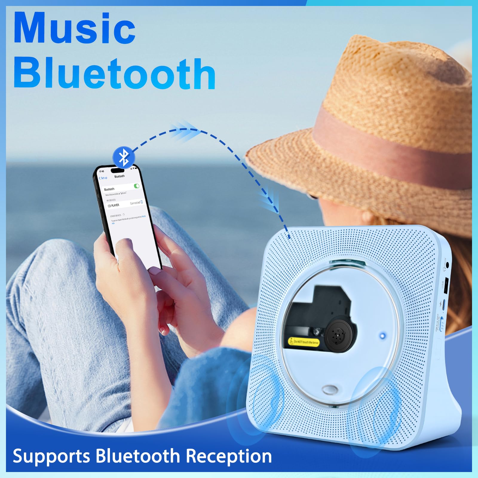 Lecteur CD Bluetooth avec Haut-Parleurs Intégrés, Lecteur CD pour la Maison