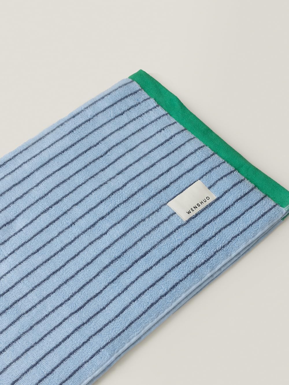 WENSHUO Tranquil Bluejay-Striped Pure Cotton Bath Towel,100% Combed Cotton,Luxury Shower Towel,Super Absorbent(Pack of 1) (55.12" L × 27.56" W)