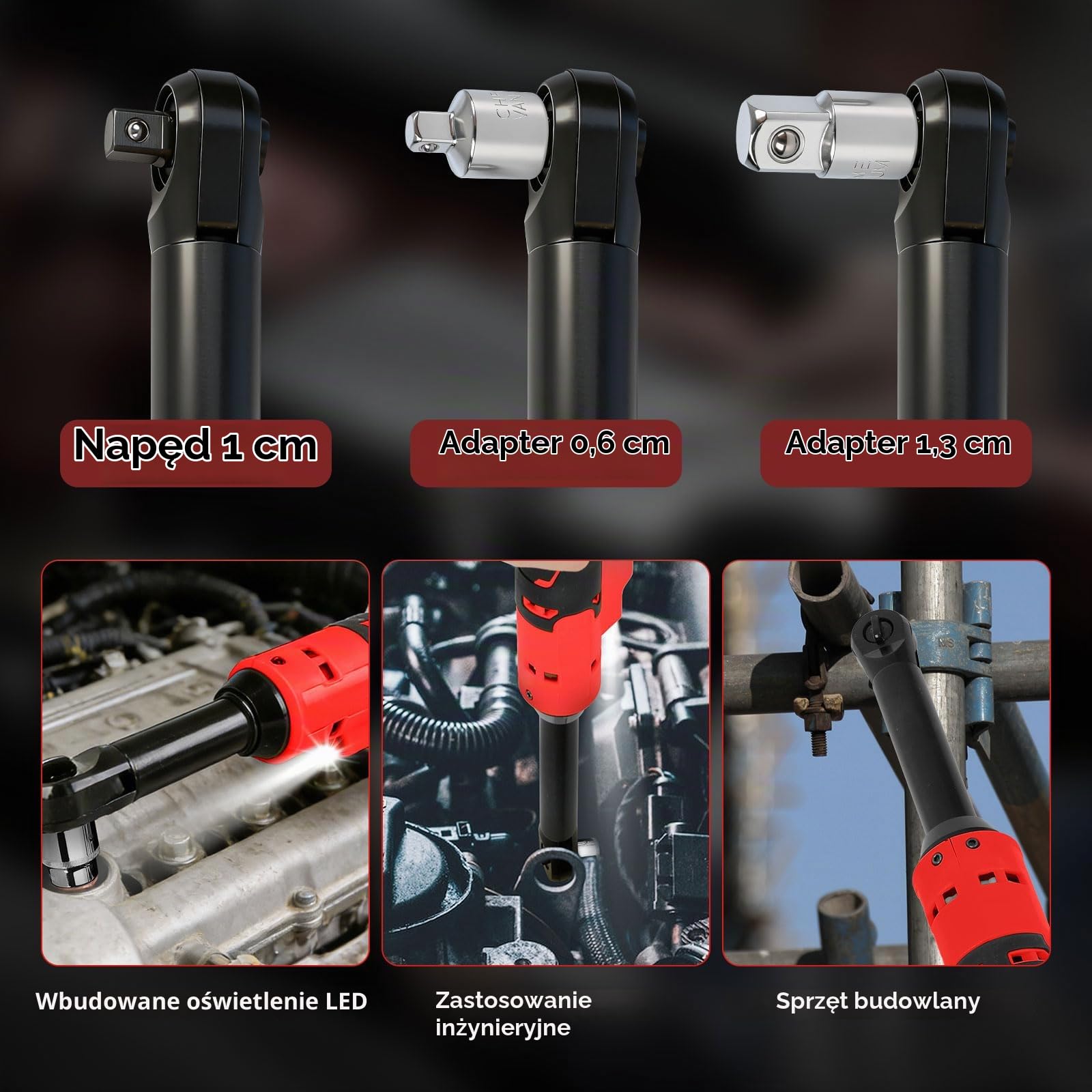 Ulepszony bezszczotkowy klucz zapadkowy 3/8" do akumulatora Milwaukee M18 18 V, 80 Nm, 320 obr./min, zmienna prędkość obrotowa, przedłużony elektryczny klucz grzechotkowy z oświetleniem LED